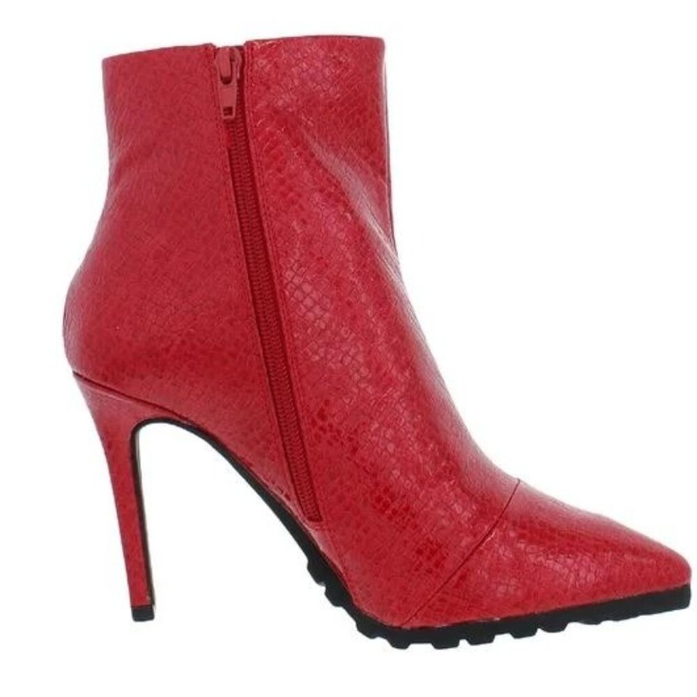 Thalia Sodi Rhodes Red Faux Leather Booties Size 8.5 Medium Misses